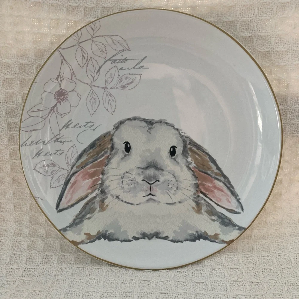 Pier 1 Set Of 4 Bunny Plates 8” Diameter
